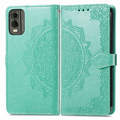 Leather Case Stands Fashionable Pattern Flip Cover Holder for Nokia C210 Green