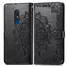 Leather Case Stands Fashionable Pattern Flip Cover Holder for Nokia C3 Black