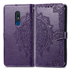 Leather Case Stands Fashionable Pattern Flip Cover Holder for Nokia C3 Purple