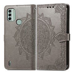 Leather Case Stands Fashionable Pattern Flip Cover Holder for Nokia C31 Gray