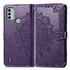 Leather Case Stands Fashionable Pattern Flip Cover Holder for Nokia C31 Purple