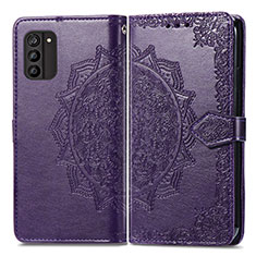 Leather Case Stands Fashionable Pattern Flip Cover Holder for Nokia G100 Purple