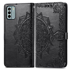 Leather Case Stands Fashionable Pattern Flip Cover Holder for Nokia G22 Black