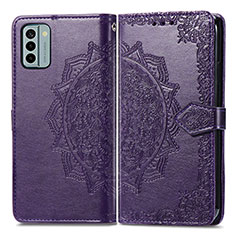 Leather Case Stands Fashionable Pattern Flip Cover Holder for Nokia G22 Purple