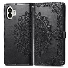 Leather Case Stands Fashionable Pattern Flip Cover Holder for Nothing Phone 2 Black