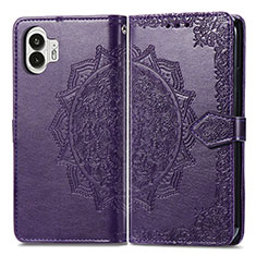 Leather Case Stands Fashionable Pattern Flip Cover Holder for Nothing Phone 2 Purple