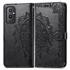 Leather Case Stands Fashionable Pattern Flip Cover Holder for OnePlus 9 Pro 5G Black