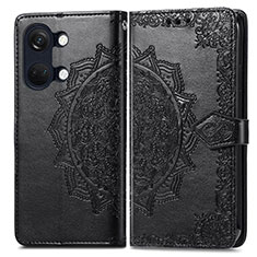 Leather Case Stands Fashionable Pattern Flip Cover Holder for OnePlus Ace 2V 5G Black