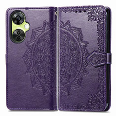 Leather Case Stands Fashionable Pattern Flip Cover Holder for OnePlus Nord CE 3 5G Purple