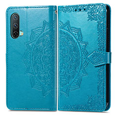 Leather Case Stands Fashionable Pattern Flip Cover Holder for OnePlus Nord CE 5G Blue