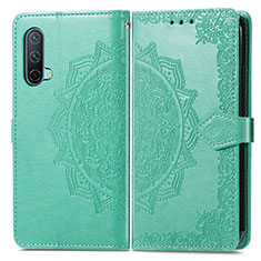 Leather Case Stands Fashionable Pattern Flip Cover Holder for OnePlus Nord CE 5G Green