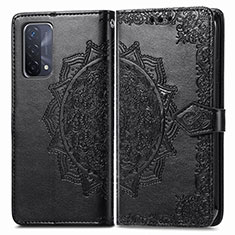 Leather Case Stands Fashionable Pattern Flip Cover Holder for OnePlus Nord N200 5G Black