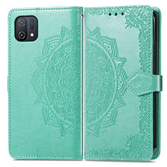 Leather Case Stands Fashionable Pattern Flip Cover Holder for Oppo A16e Green