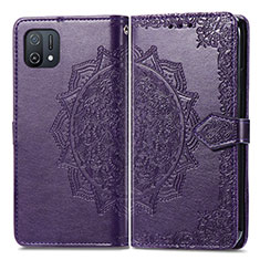 Leather Case Stands Fashionable Pattern Flip Cover Holder for Oppo A16K Purple