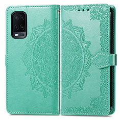 Leather Case Stands Fashionable Pattern Flip Cover Holder for Oppo A54 4G Green