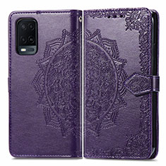 Leather Case Stands Fashionable Pattern Flip Cover Holder for Oppo A54 4G Purple