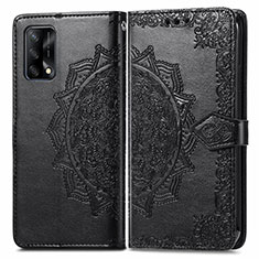 Leather Case Stands Fashionable Pattern Flip Cover Holder for Oppo A74 4G Black