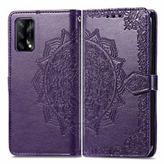 Leather Case Stands Fashionable Pattern Flip Cover Holder for Oppo A74 4G Purple