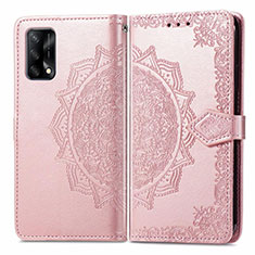 Leather Case Stands Fashionable Pattern Flip Cover Holder for Oppo A74 4G Rose Gold