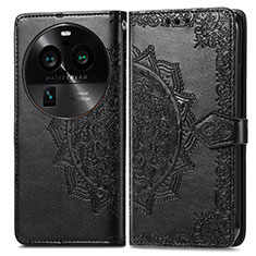 Leather Case Stands Fashionable Pattern Flip Cover Holder for Oppo Find X6 5G Black