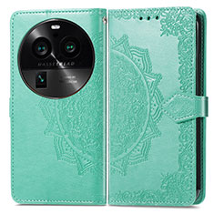 Leather Case Stands Fashionable Pattern Flip Cover Holder for Oppo Find X6 Pro 5G Green