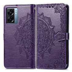 Leather Case Stands Fashionable Pattern Flip Cover Holder for Oppo K10 5G India Purple