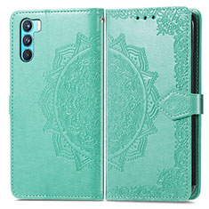 Leather Case Stands Fashionable Pattern Flip Cover Holder for Oppo K9 Pro 5G Green