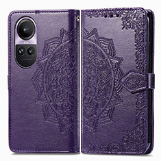 Leather Case Stands Fashionable Pattern Flip Cover Holder for Oppo Reno10 5G Purple