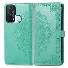 Leather Case Stands Fashionable Pattern Flip Cover Holder for Oppo Reno5 A Green