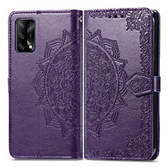 Leather Case Stands Fashionable Pattern Flip Cover Holder for Oppo Reno6 Lite Purple