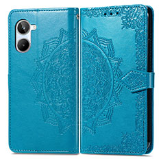 Leather Case Stands Fashionable Pattern Flip Cover Holder for Realme 10 Pro 5G Blue