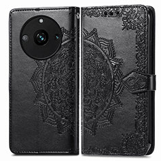 Leather Case Stands Fashionable Pattern Flip Cover Holder for Realme 11 Pro 5G Black