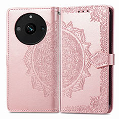 Leather Case Stands Fashionable Pattern Flip Cover Holder for Realme 11 Pro 5G Rose Gold