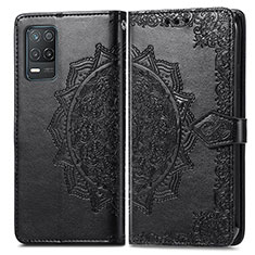 Leather Case Stands Fashionable Pattern Flip Cover Holder for Realme 8 5G Black