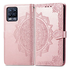 Leather Case Stands Fashionable Pattern Flip Cover Holder for Realme 8 Pro Rose Gold