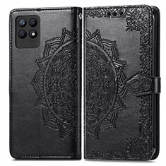 Leather Case Stands Fashionable Pattern Flip Cover Holder for Realme 8i Black