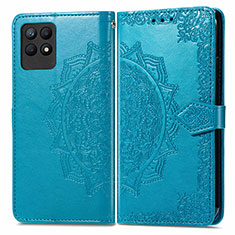 Leather Case Stands Fashionable Pattern Flip Cover Holder for Realme 8i Blue