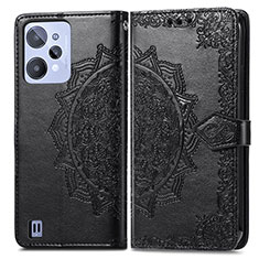 Leather Case Stands Fashionable Pattern Flip Cover Holder for Realme C31 Black