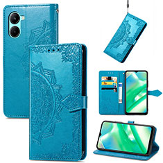 Leather Case Stands Fashionable Pattern Flip Cover Holder for Realme C33 (2023) Blue