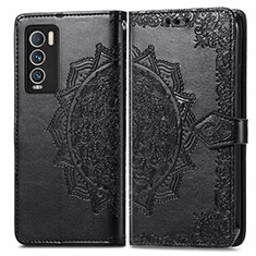 Leather Case Stands Fashionable Pattern Flip Cover Holder for Realme GT Master Explorer 5G Black