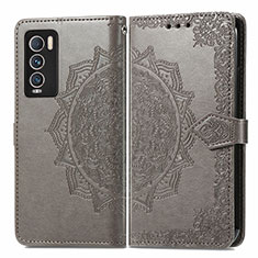 Leather Case Stands Fashionable Pattern Flip Cover Holder for Realme GT Master Explorer 5G Gray