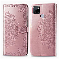 Leather Case Stands Fashionable Pattern Flip Cover Holder for Realme Narzo 30A Rose Gold