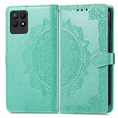 Leather Case Stands Fashionable Pattern Flip Cover Holder for Realme Narzo 50 4G Green