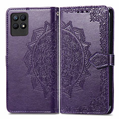 Leather Case Stands Fashionable Pattern Flip Cover Holder for Realme Narzo 50 4G Purple