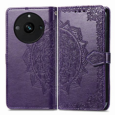 Leather Case Stands Fashionable Pattern Flip Cover Holder for Realme Narzo 60 5G Purple