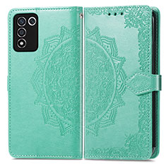 Leather Case Stands Fashionable Pattern Flip Cover Holder for Realme Q3s 5G Green