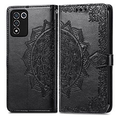 Leather Case Stands Fashionable Pattern Flip Cover Holder for Realme Q3t 5G Black