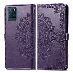 Leather Case Stands Fashionable Pattern Flip Cover Holder for Realme V11s 5G Purple