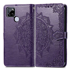 Leather Case Stands Fashionable Pattern Flip Cover Holder for Realme V3 5G Purple