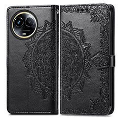 Leather Case Stands Fashionable Pattern Flip Cover Holder for Realme V50 5G Black